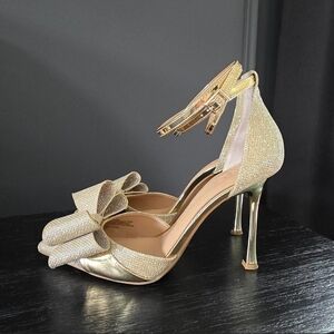 Elegant Gold Bow Heels